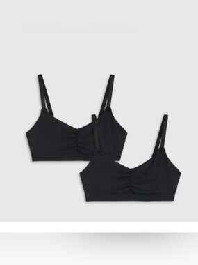Quince Micromodal Ruched Bralette (2-pack) | Black | XS